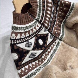 NWOT Sea New York Cream Linea Fair Isle Knit Combo Fleece Jacket